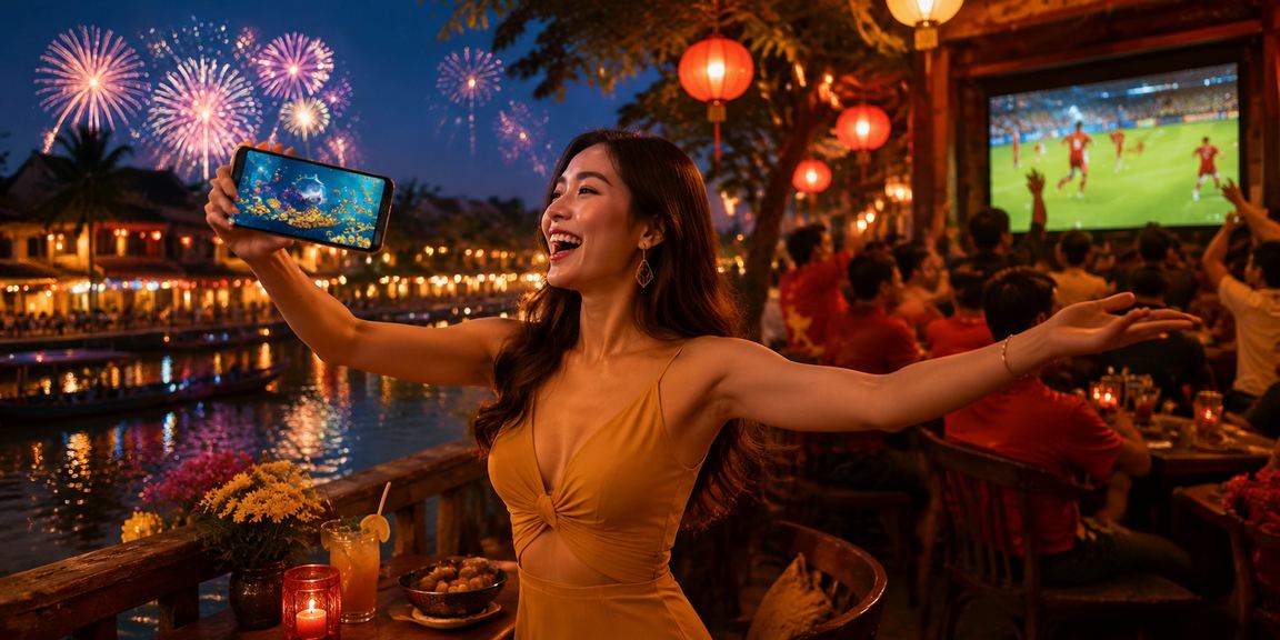Người chơi game bắn cá và cá cược tại Hội An thưởng thức cà phê buổi sáng