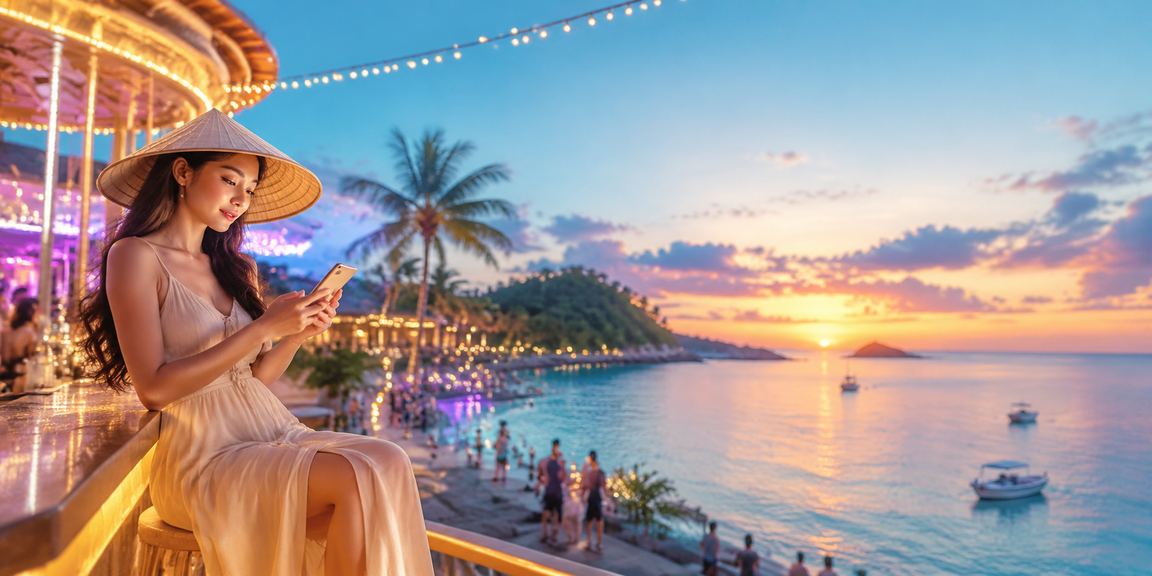 Người dùng Phú Quốc chơi mobile casino thư giãn với nón lá Việt Nam